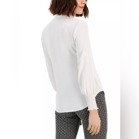 ✨Anne Klein Smocked-Cuff Tie-Neck Blouse✨ NWT - Picture 3 of 15